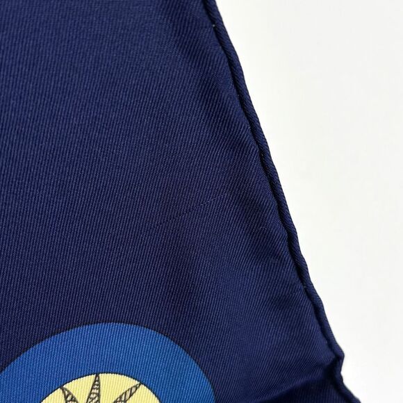 Hermes Carré 90 LE ROY Soleil Sun King Scarf Silk Navy Multicolor Women - Picture 4 of 5